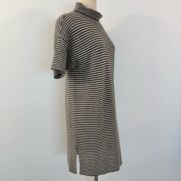 Eileen Fisher Merino Wool Sweater Dress Turtleneck Short Sleeve Striped M - Picture 4 of 10